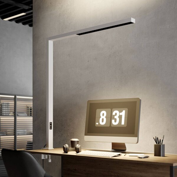 Arcchio lampa z klipsem LED Jolinda, biała, metalowa, ściemniana Jolinda Arcchio, możliwość ściemniania, biały / opal, biuro, aluminium, nowoczesny