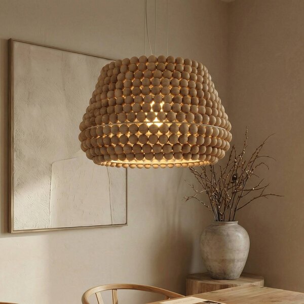 Lampa wisząca Melori Lucande, możliwość ściemniania, jasne drewno, salon / jadalnia, drewno, skandynawski