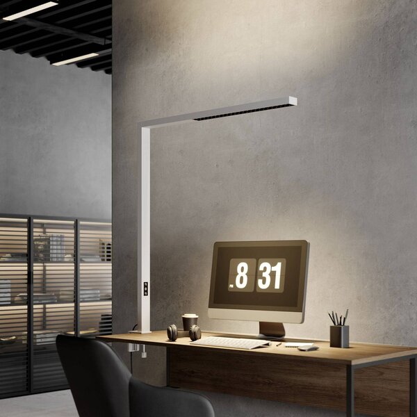Arcchio lampa z klipsem LED Jolinda, biała, metalowa, ściemniana Jolinda Arcchio, możliwość ściemniania, biały / opal, biuro, aluminium, nowoczesny