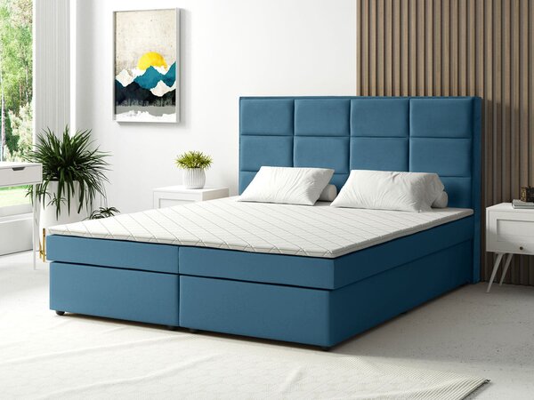 Łóżko kontynentalne 180x200 Milano niebieskie z pojemnikami na pościel