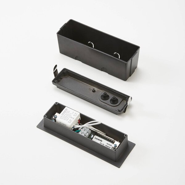 Lucande oprawa wpuszczana ścienna LED Loya, 23 x 8 cm, szary, IP54 Loya, czarny, aluminium, nowoczesny