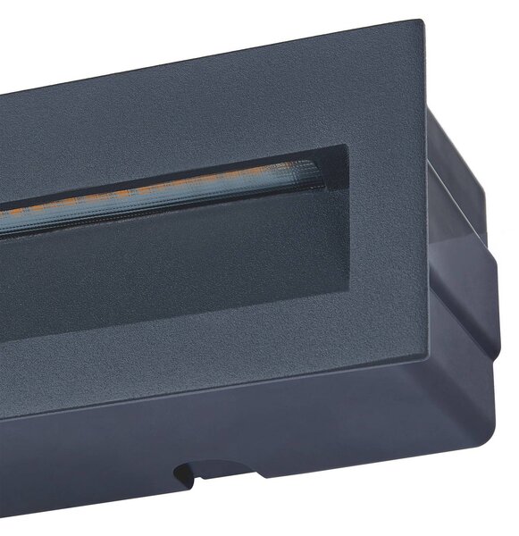 Lucande oprawa wpuszczana ścienna LED Loya, 23 x 8 cm, szary, IP54 Loya, czarny, aluminium, nowoczesny