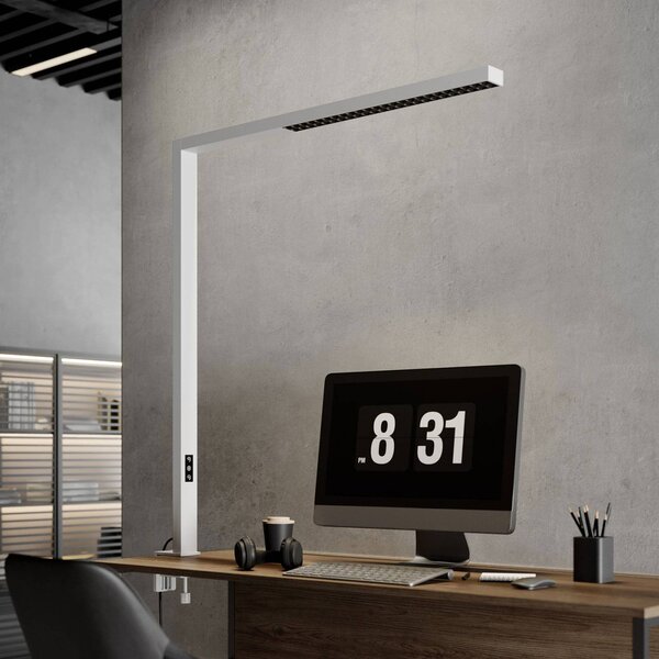 Arcchio lampa z klipsem LED Jolinda, biała, metalowa, ściemniana Jolinda Arcchio, możliwość ściemniania, biały / opal, biuro, aluminium, nowoczesny