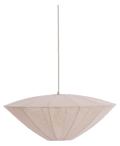 Kremowa lampa wisząca z tekstylnym kloszem Satilla – Light & Living