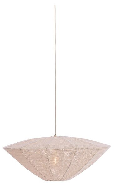Kremowa lampa wisząca z tekstylnym kloszem Satilla – Light & Living