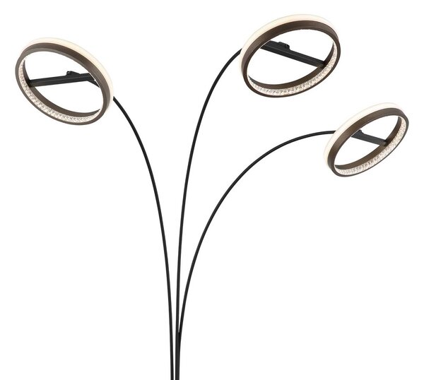 Globo Lampa łukowa - lampa stojąca Della, możliwość ściemniania, czarny, salon / jadalnia, aluminium, nowoczesny