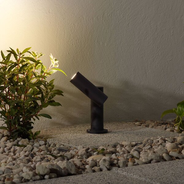 Lampa ogrodowa stojąca Narea Lucande, aluminiowy / szary / cynkowy, aluminium, nowoczesny