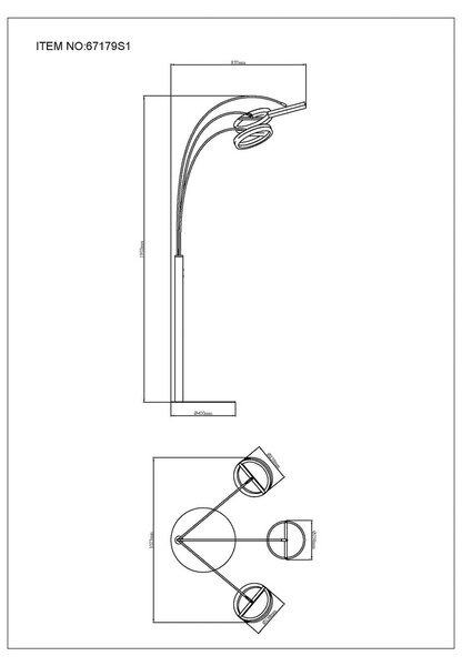 Globo Lampa łukowa - lampa stojąca Della, możliwość ściemniania, czarny, salon / jadalnia, aluminium, nowoczesny