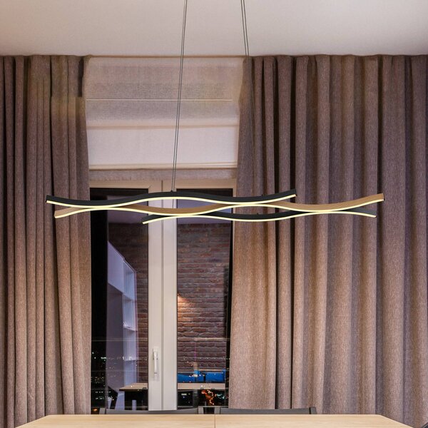 Globo Lampa wisząca Geronimo, czarny, salon / jadalnia, aluminium, nowoczesny