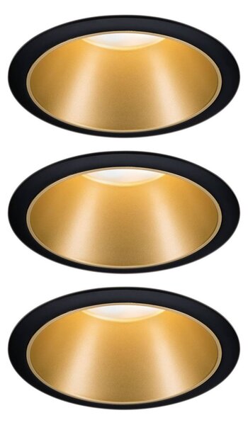 Paulmann Cole reflektor LED, złoto-czarny, zestaw 3 szt Cole, możliwość ściemniania, mosiężny / złoty, przedpokój, aluminium, nowoczesny