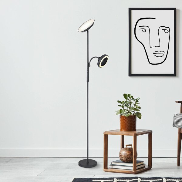 Globo Lampa stojąca LED Davyd, możliwość ściemniania, czarny, salon / jadalnia, metal, nowoczesny