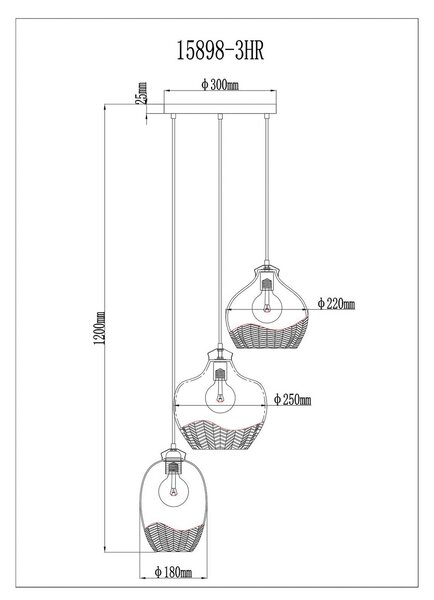 Globo Lampa wisząca szklana Jessica, możliwość ściemniania, multikolor, salon / jadalnia, szkło