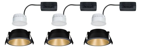 Paulmann Cole reflektor LED, złoto-czarny, zestaw 3 szt Cole, możliwość ściemniania, mosiężny / złoty, przedpokój, aluminium, nowoczesny