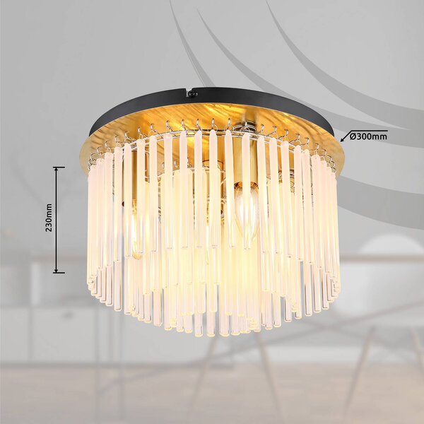 Globo Lampa sufitowa Gorley, możliwość ściemniania, mosiężny / złoty, salon / jadalnia, szkło