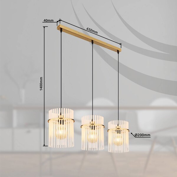 Globo Lampa wisząca szklana Gorley, mosiężny / złoty, salon / jadalnia, szkło