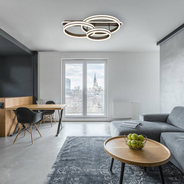 Globo Lampa sufitowa LED Grouni, możliwość ściemniania, aluminiowy / szary / cynkowy, salon / jadalnia, metal, nowoczesny