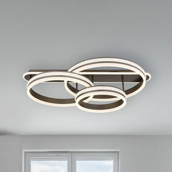 Globo Lampa sufitowa LED Grouni, możliwość ściemniania, aluminiowy / szary / cynkowy, salon / jadalnia, metal, nowoczesny