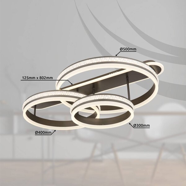 Globo Lampa sufitowa LED Grouni, możliwość ściemniania, aluminiowy / szary / cynkowy, salon / jadalnia, metal, nowoczesny