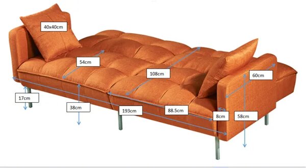 Sofa pikowana rozkładana popielR1-L37
