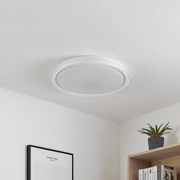 Lampa sufitowa LED Sleya Lindby, możliwość ściemniania, biały / opal, salon / jadalnia, nowoczesny