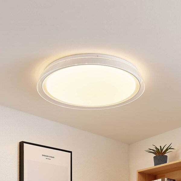 Lampa sufitowa LED Sleya Lindby, możliwość ściemniania, biały / opal, salon / jadalnia, nowoczesny