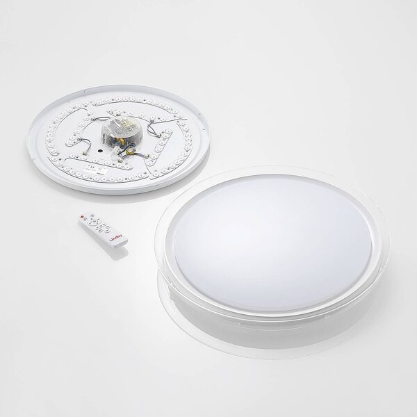 Lampa sufitowa LED Sleya Lindby, możliwość ściemniania, biały / opal, salon / jadalnia, nowoczesny
