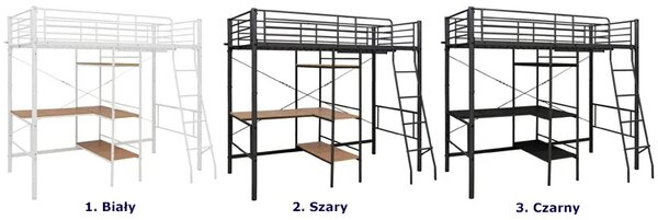 Czarne metalowe łóżko z regałem 90x200 cm H4-K63
