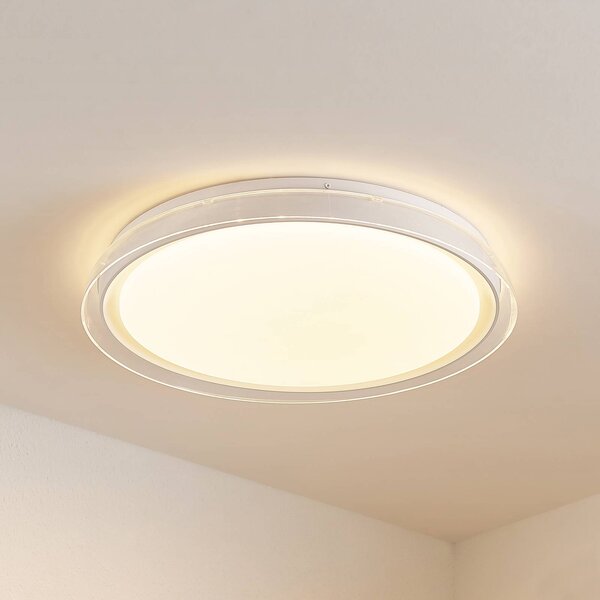Lampa sufitowa LED Sleya Lindby, możliwość ściemniania, biały / opal, salon / jadalnia, nowoczesny