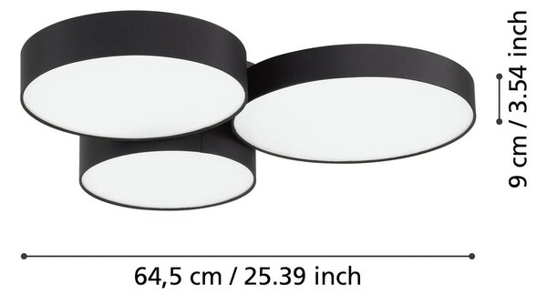 EGLO connect Inteligentna lampa sufitowa Barbano-Z, możliwość ściemniania, czarny, salon / jadalnia, metal, nowoczesny