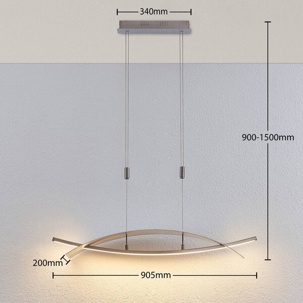 Lampa wisząca Marija Lucande, możliwość ściemniania, chromowy / srebrny, salon / jadalnia, metal, nowoczesny
