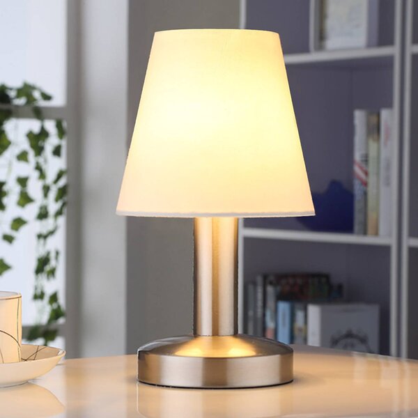 Lampa stołowa Hanno Lindby, biały / opal, sypialnia, tkanina / materiał / jedwab, nowoczesny
