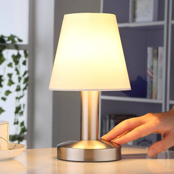 Lampa stołowa Hanno Lindby, biały / opal, sypialnia, tkanina / materiał / jedwab, nowoczesny