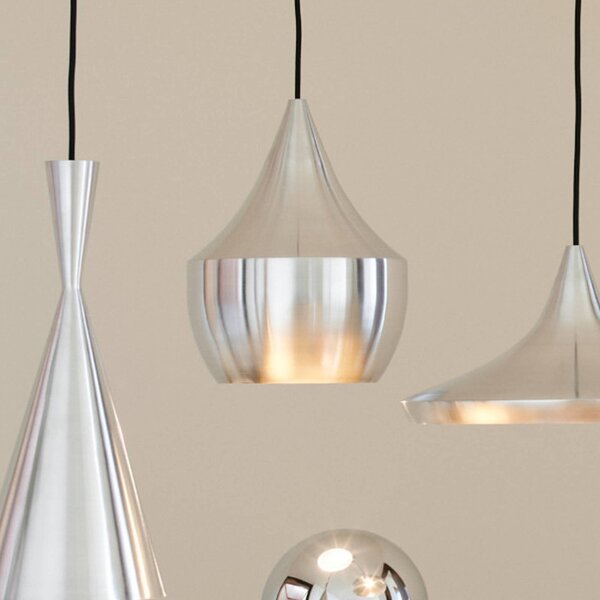Tom Dixon Lampa wisząca designerska Beat, możliwość ściemniania, aluminiowy / szary / cynkowy, salon / jadalnia, aluminium, design