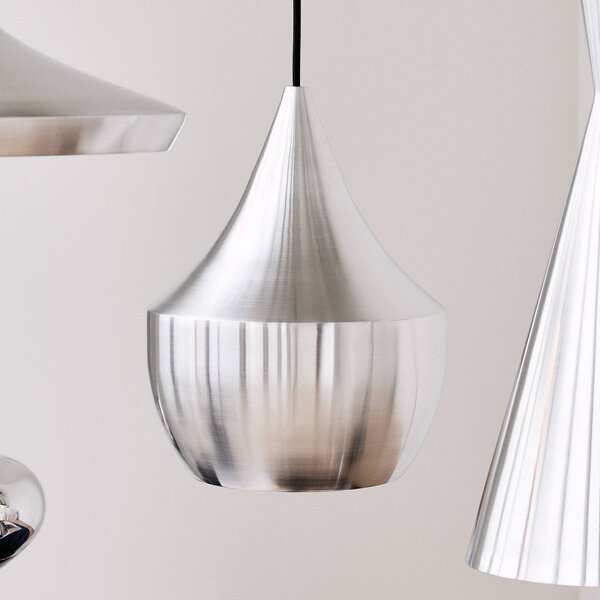 Tom Dixon Lampa wisząca designerska Beat, możliwość ściemniania, aluminiowy / szary / cynkowy, salon / jadalnia, aluminium, design