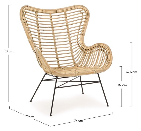 Rattanowy fotel ogrodowy w naturalnym kolorze Casilda – Bizzotto