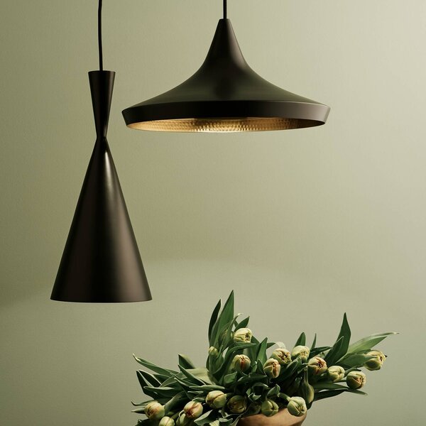 Tom Dixon Lampa wisząca designerska Beat, możliwość ściemniania, czarny, salon / jadalnia, mosiądz, design