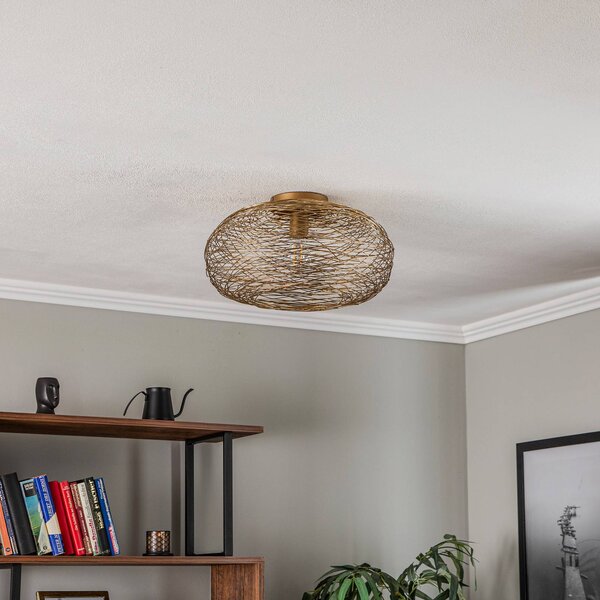 Lampa sufitowa Kaviya Lindby, możliwość ściemniania, mosiężny / złoty, salon / jadalnia, metal, design