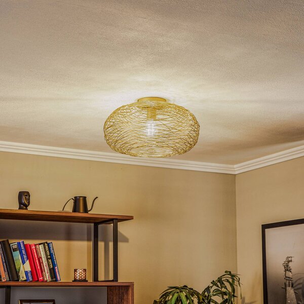 Lampa sufitowa Kaviya Lindby, możliwość ściemniania, mosiężny / złoty, salon / jadalnia, metal, design