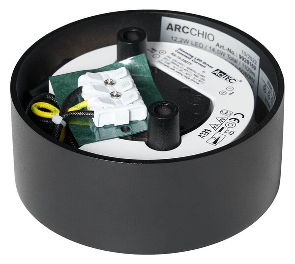 Lampa sufitowa LED Rotari Arcchio, możliwość ściemniania, czarny, salon / jadalnia, aluminium, nowoczesny