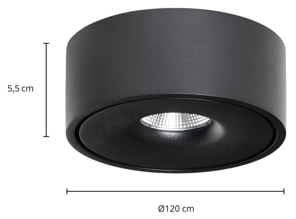 Lampa sufitowa LED Rotari Arcchio, możliwość ściemniania, czarny, salon / jadalnia, aluminium, nowoczesny
