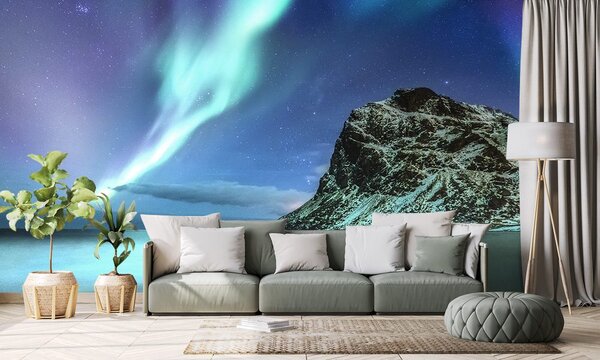Fototapeta zorza polarna w Norwegii