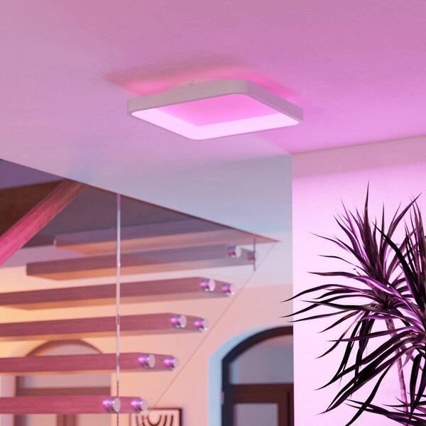 EGLO connect Inteligentna lampa sufitowa Loretello-Z, możliwość ściemniania, biały / opal, salon / jadalnia, metal, nowoczesny