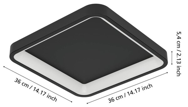 EGLO connect Inteligentna lampa sufitowa Loretello-Z, możliwość ściemniania, czarny, salon / jadalnia, metal, nowoczesny
