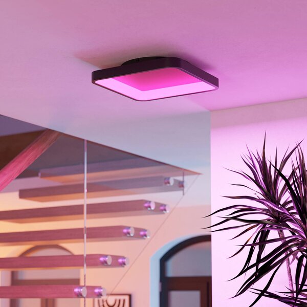 EGLO connect Inteligentna lampa sufitowa Loretello-Z, możliwość ściemniania, czarny, salon / jadalnia, metal, nowoczesny