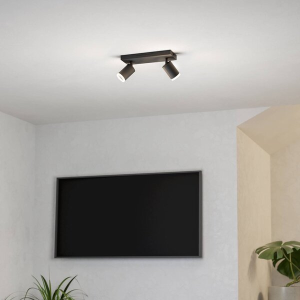 EGLO connect Smart-LED-Spot Melitello-Z, 2-punktowa, czarna możliwość ściemniania, czarny, salon / jadalnia, aluminium, nowoczesny