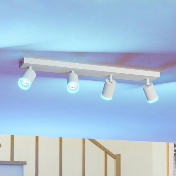 EGLO connect Smart-LED-Spot Melitello-Z, 4-punktowa, biała możliwość ściemniania, biały / opal, salon / jadalnia, aluminium, nowoczesny