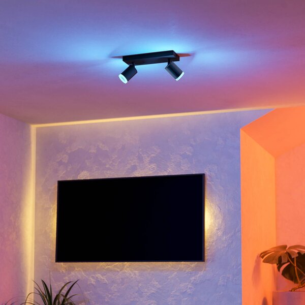 EGLO connect Smart-LED-Spot Melitello-Z, 2-punktowa, czarna możliwość ściemniania, czarny, salon / jadalnia, aluminium, nowoczesny