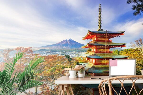 Fototapeta widok na Chureito Pagoda i górę Fuji