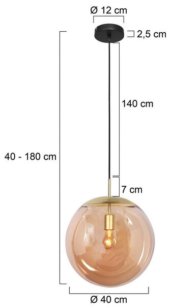 Steinhauer Lampa wisząca szklana Bollique, możliwość ściemniania, kremowy / amber, salon / jadalnia, metal