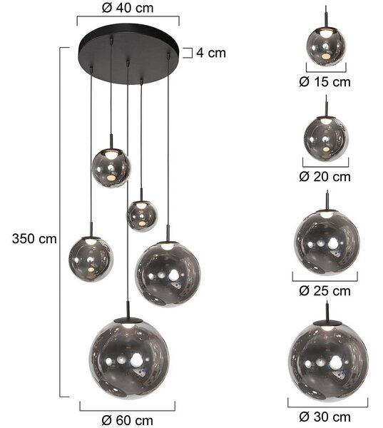 Steinhauer Lampa wisząca Bollique, możliwość ściemniania, aluminiowy / szary / cynkowy, salon / jadalnia, szkło